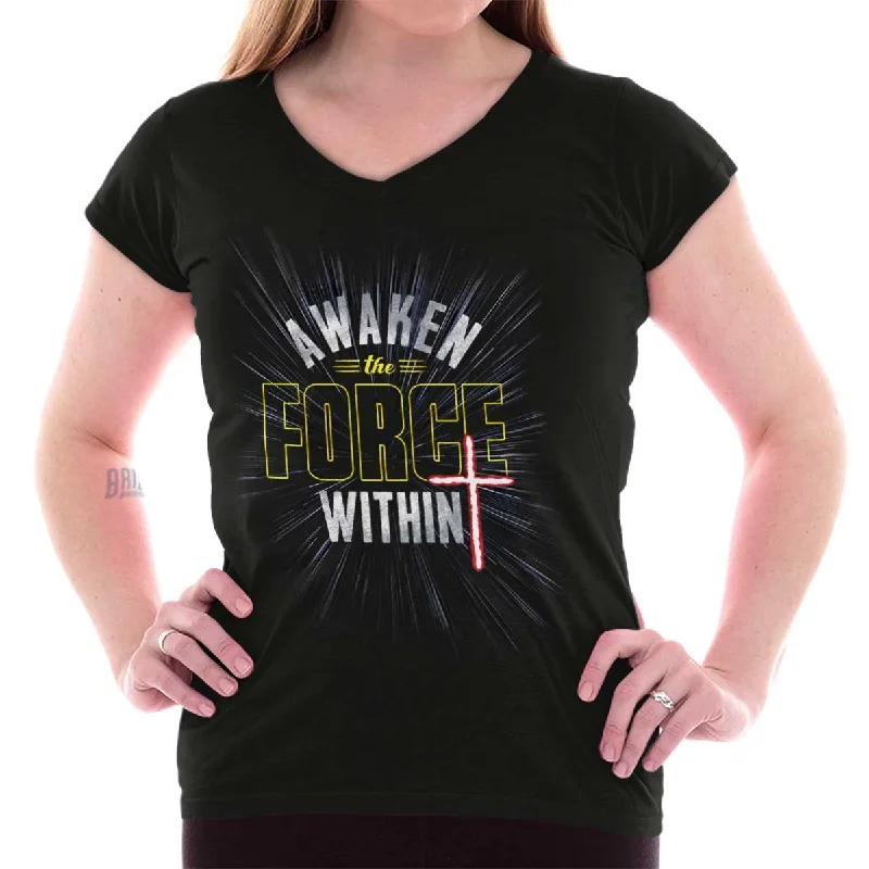 Awaken The Force Within Junior Fit V-Neck T-Shirt