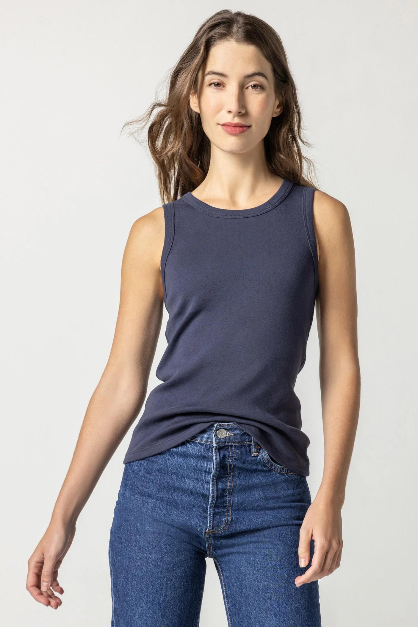 Jewel Tank in dark navy by Lilla P