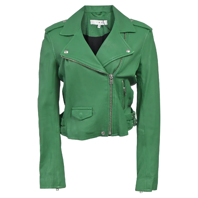 Iro Ashville Cropped Jacket In Green Leather