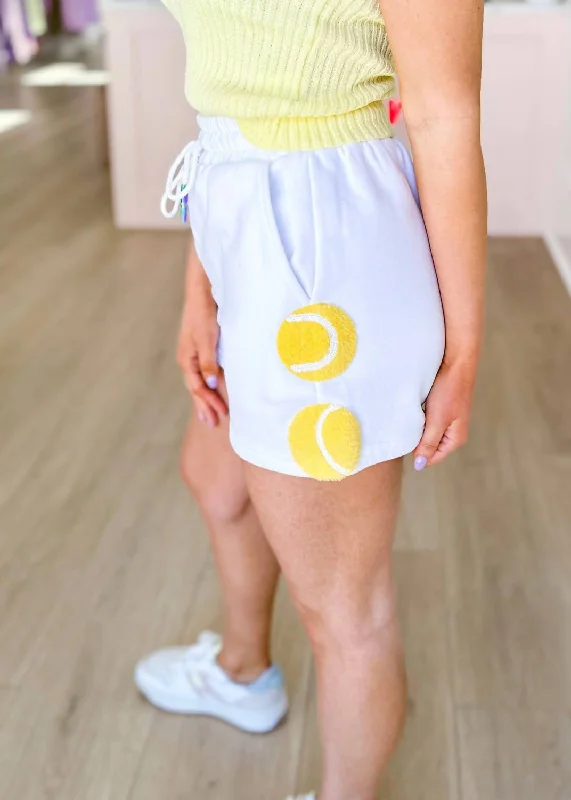 Tennis Ball Side Shorts In White